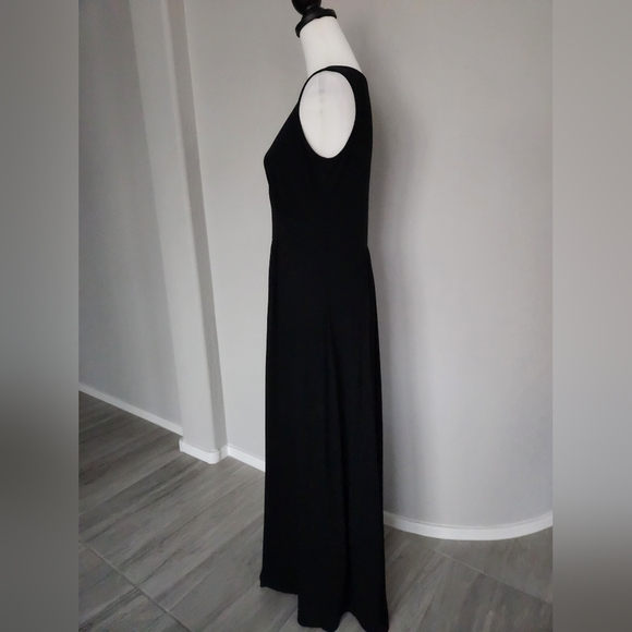 Woosea Sleeveless Maxi Cross Over V-neck Black High Panel Waist Gathered Size L - Picture 10 of 13